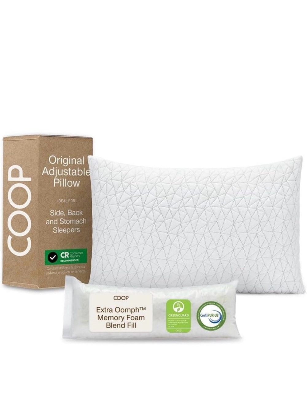 Coop Home Goods Original Adjustable Pillow, Queen Size Bed Pillow for Sleeping,